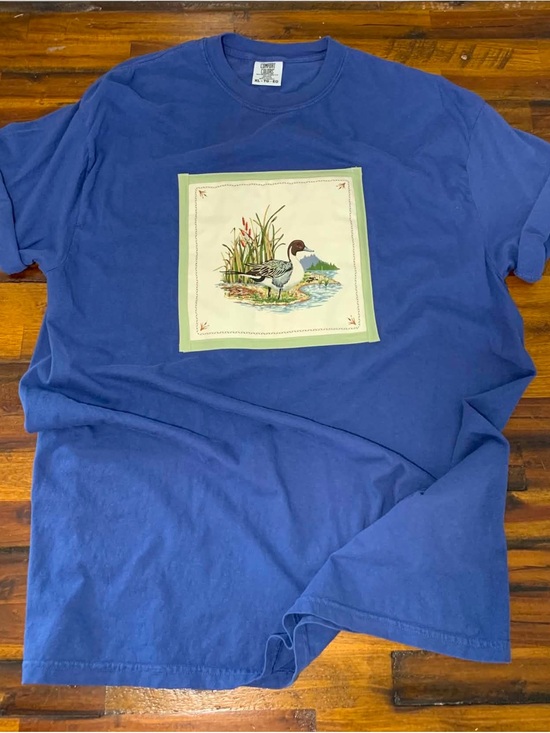 Comfort Colors Tops - Comfort Colors Blue Short Sleeve Tee with Vintage Duck Panel